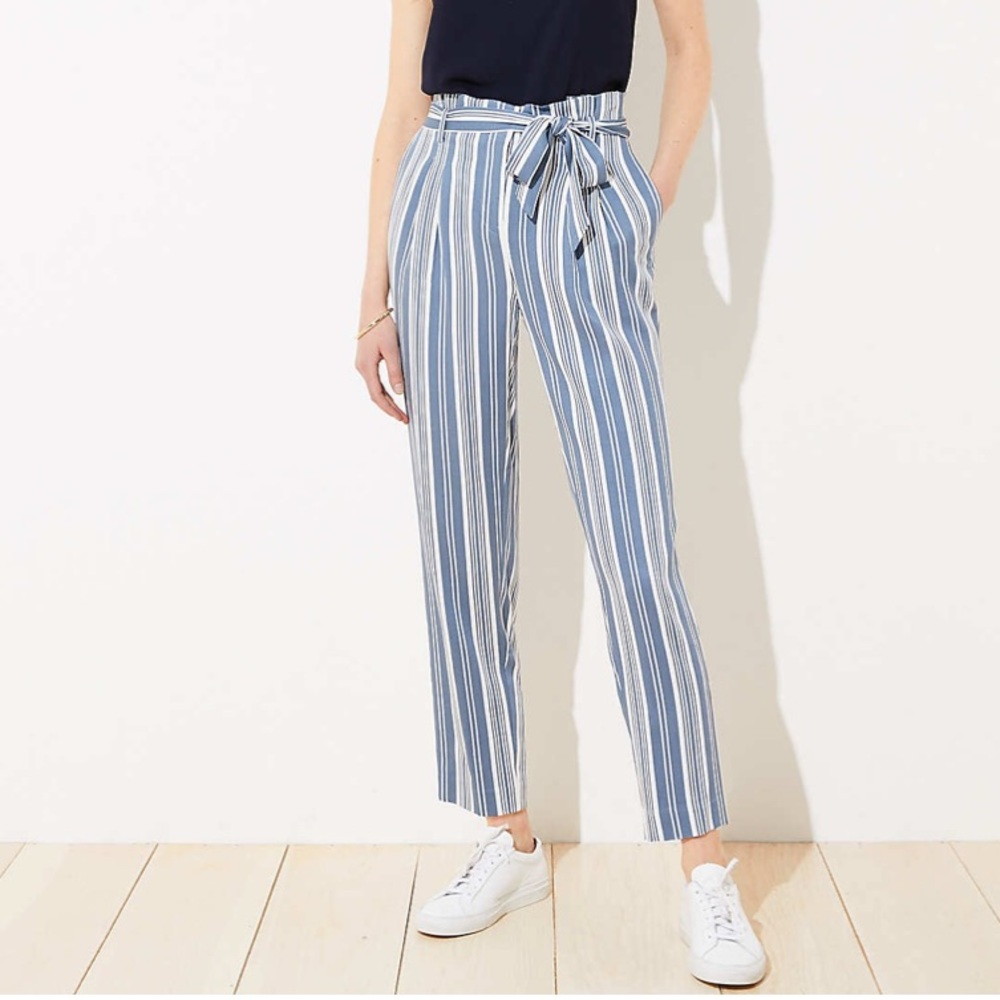striped paper bag pants